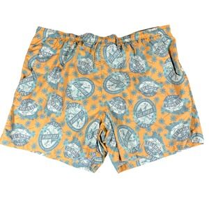 Columbia Men's Swim Trunks XXL Orange PFG Fish Palm Tree Shorts‎ Elastic Waist